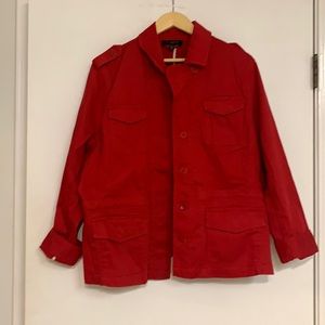 Talbots Petites Red Utility Jacket Pockets SZ XL